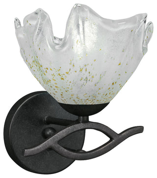 Revo Wall Sconce In Dark Granite, 7" Gold Ice Glass