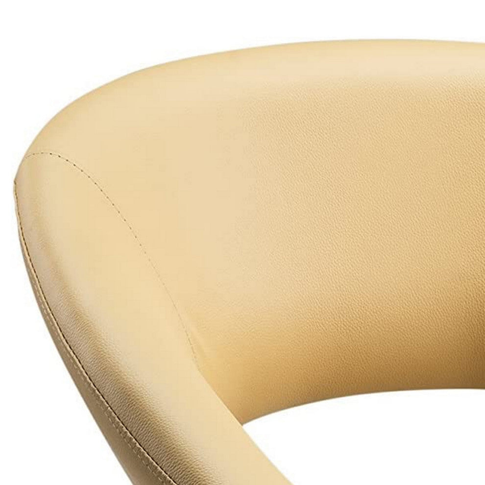 Benzara BM288107 Modern Office Chair, Vegan Faux Leather, Rolling Wheels, Beige