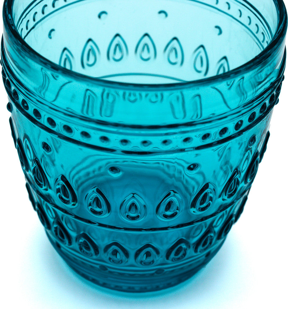 Fez Glass Old Fashion Set of 4, Turquoise