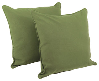 25" Double Corded Solid Twill Square Floor Pillows Inserts, Set of 2, Sage