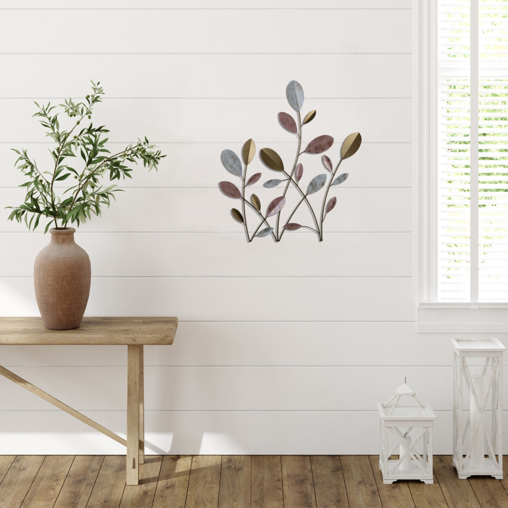 Muted Metal Botanical Stem Wall D"cor