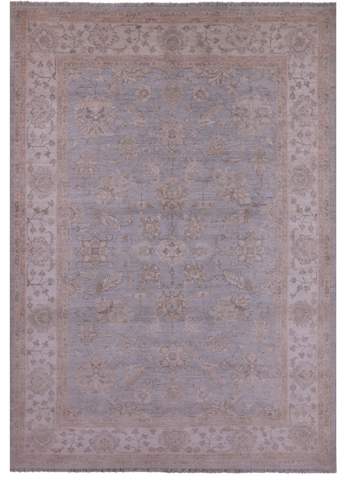 6' 3" X 8' 9" Handmade Peshawar White Wash Wool Rug Q9532
