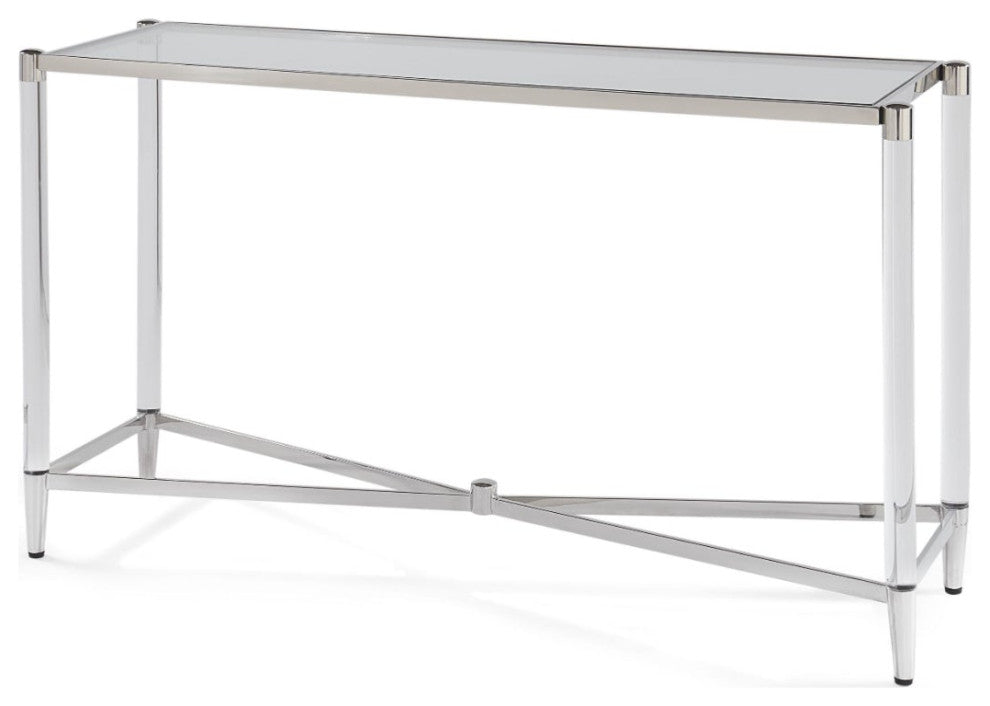 Modus Marilyn Glass and Steel Rectangular Console Table in White