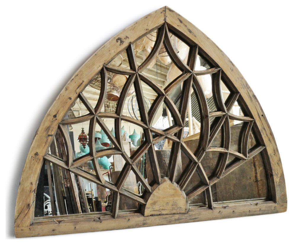 Antique Wood Transom Mirror