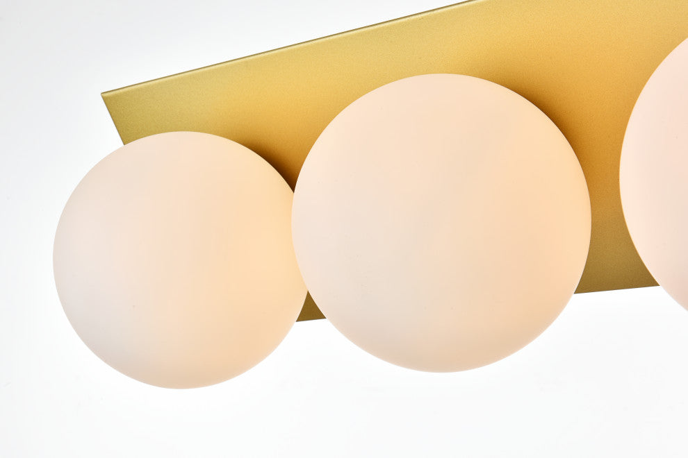 4 Light Brass And Frosted White Bath Sconce