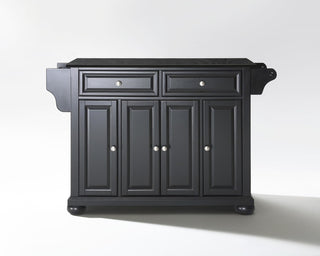 Alexandria Solid Black Granite Top Kitchen Island, Black