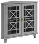 Gwen Fretwork Corner Accent Cabinet - Grey