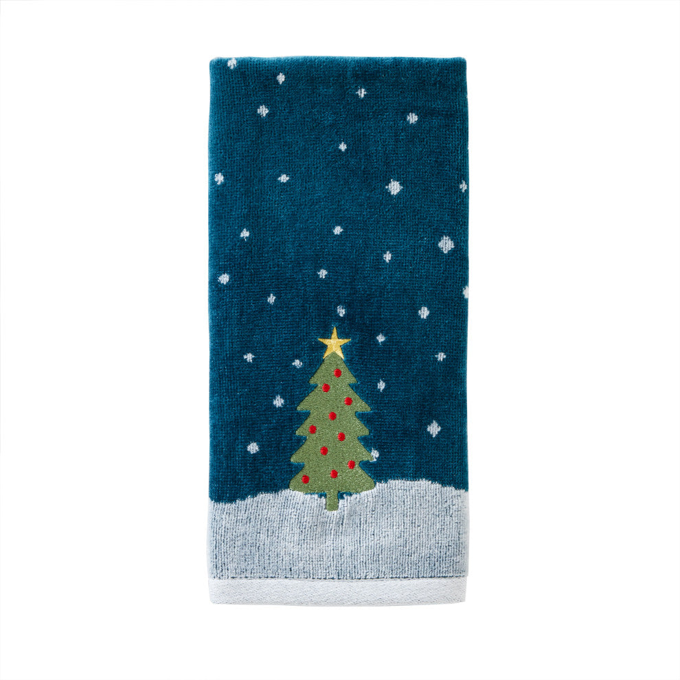 SKL Home Simple Tree Hand Towel, 2-Pack, Teal