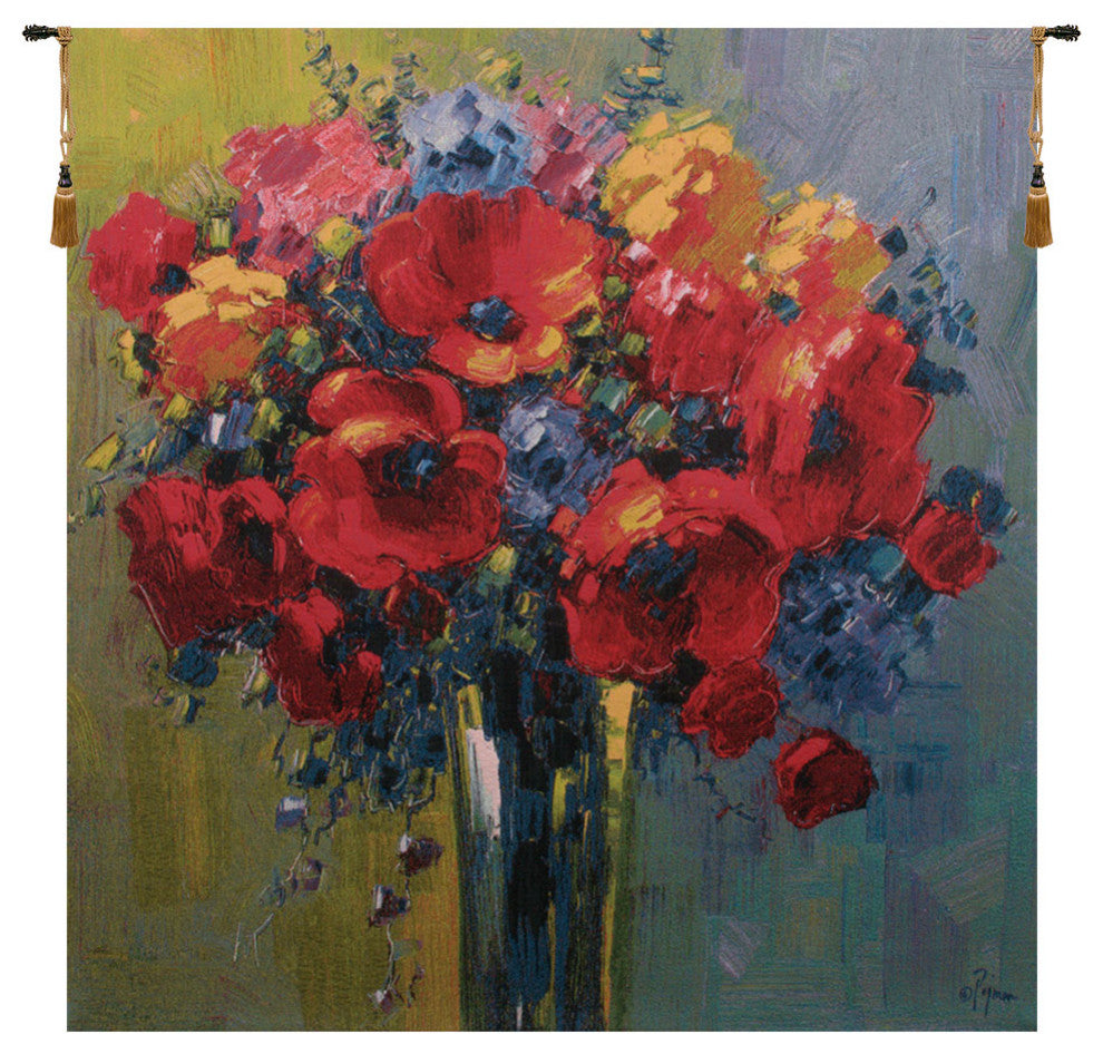 Poppy Bouquet by Pejman Belgian Wall Tapestry