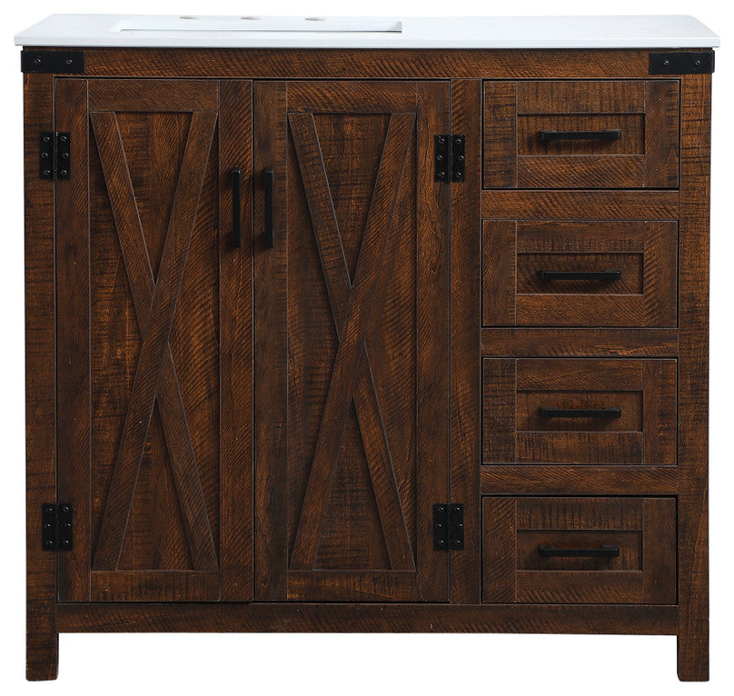 Home Living 19" Modern Espresso-Light Bathroom Vanity, Espresso