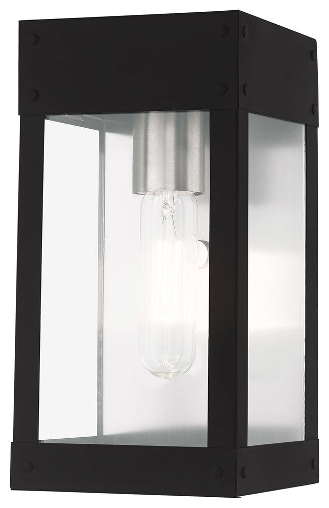 Contemporary Outdoor Wall Lantern, Black