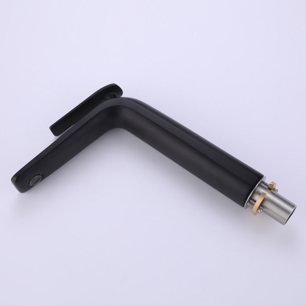 Deck Mounted Single Hole Bathroom Faucet, Matte Black