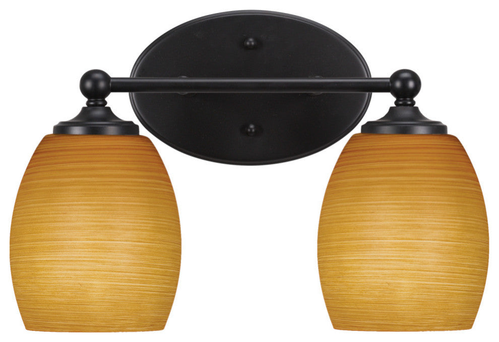 Capri 2-Light Bath Bar, Matte Black/Cayenne Linen