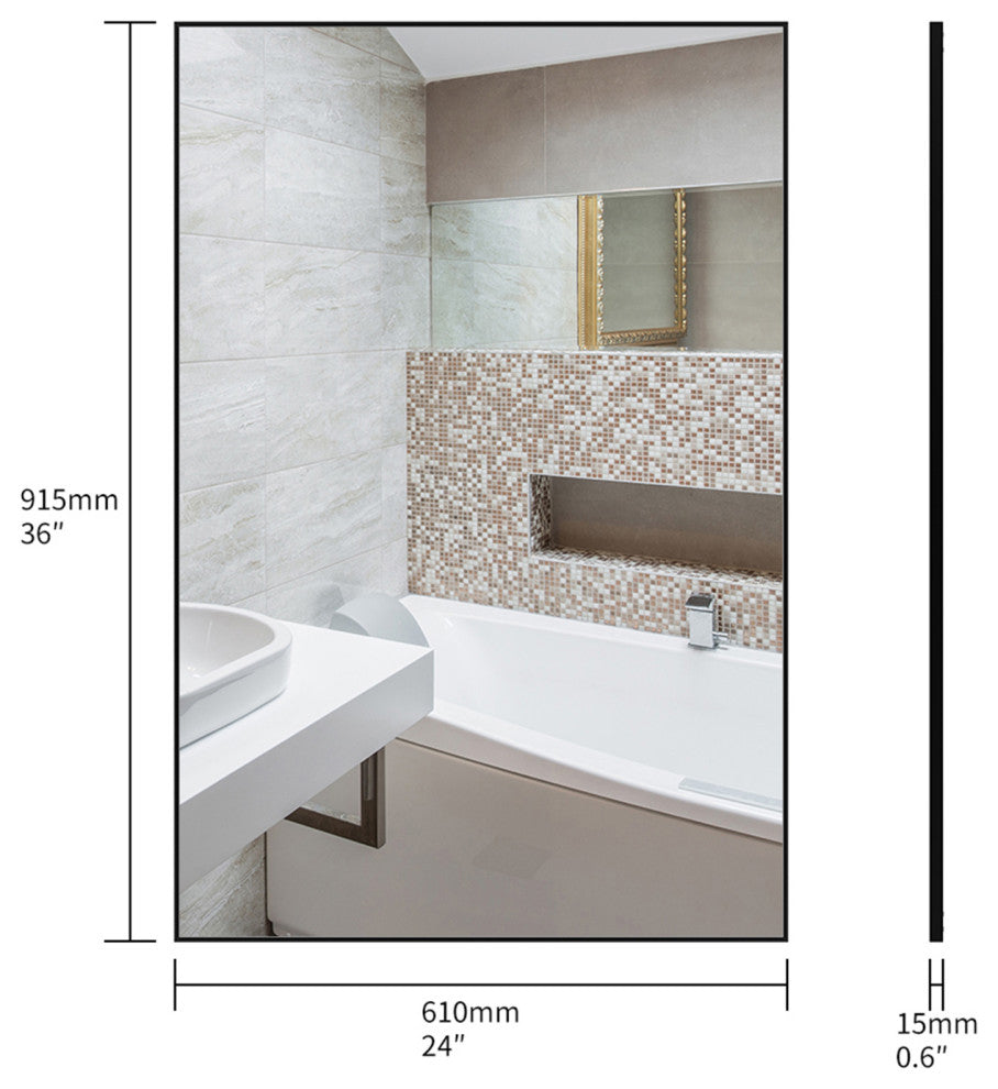Rectangular Framed Anti-rust Wall Mounted Bathroom Mirror
