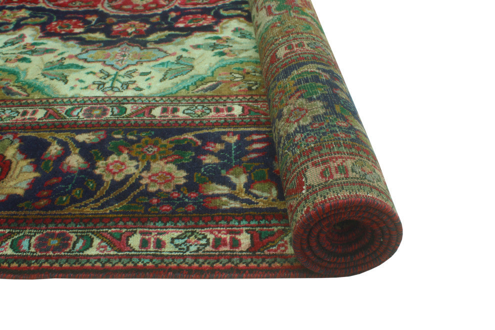 Fine Vintage Distressed Clyde Red/Navy Rug, 8'2 x 11'4