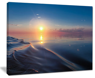 "Smooth Sea Surface Under Sunset" Beach Canvas Wall Art, 20"x12"