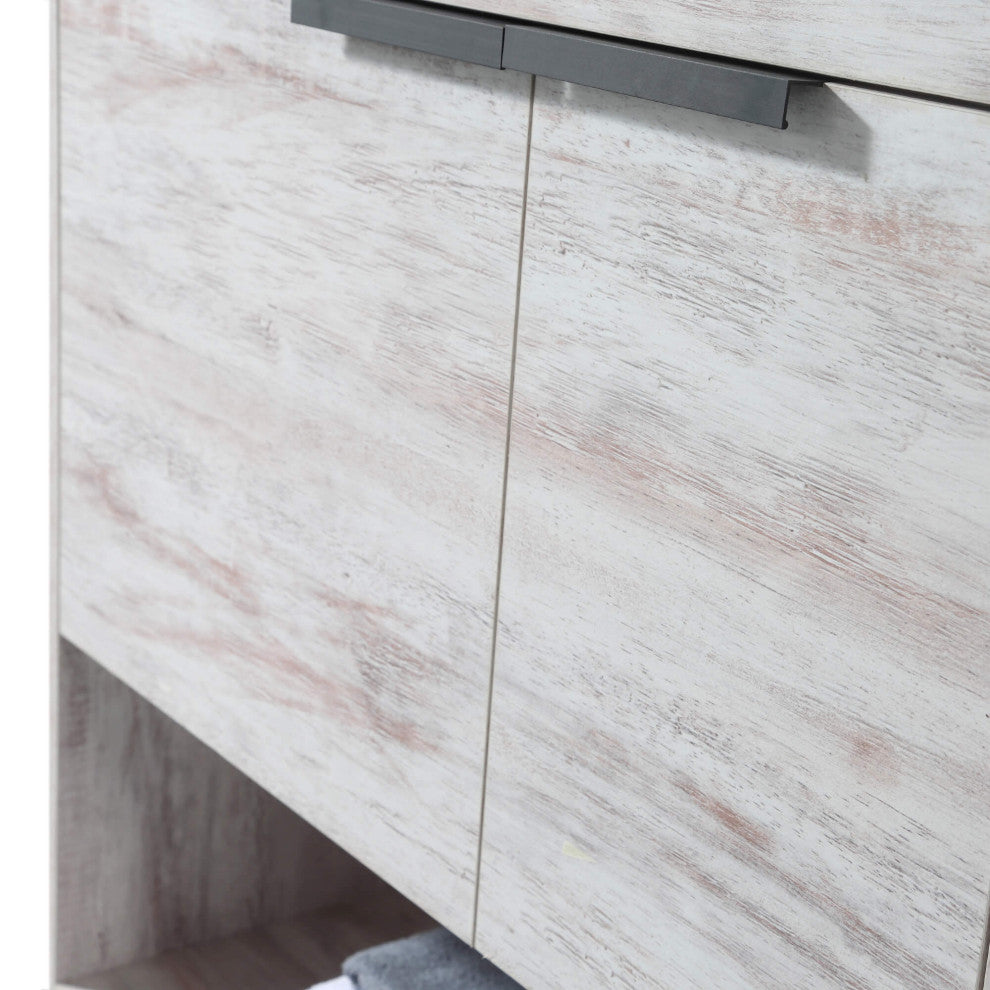 Phoenix Bath Vanity With Ceramic Sink - Full Assembly Required, Rustic White, 30 Inch