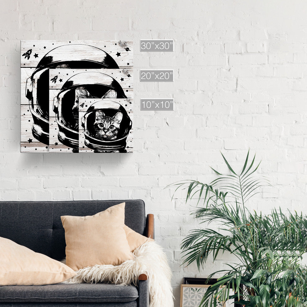 Ready2HangArt ''Space Cat'' Wrapped Canvas Animal Wall Art, 10"x10"
