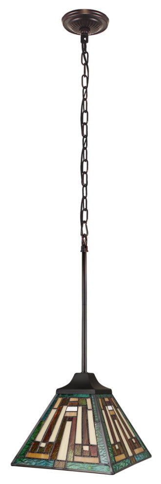 Firman Tiffany 1-Light Mission Ceiling Pendant 8" Shade