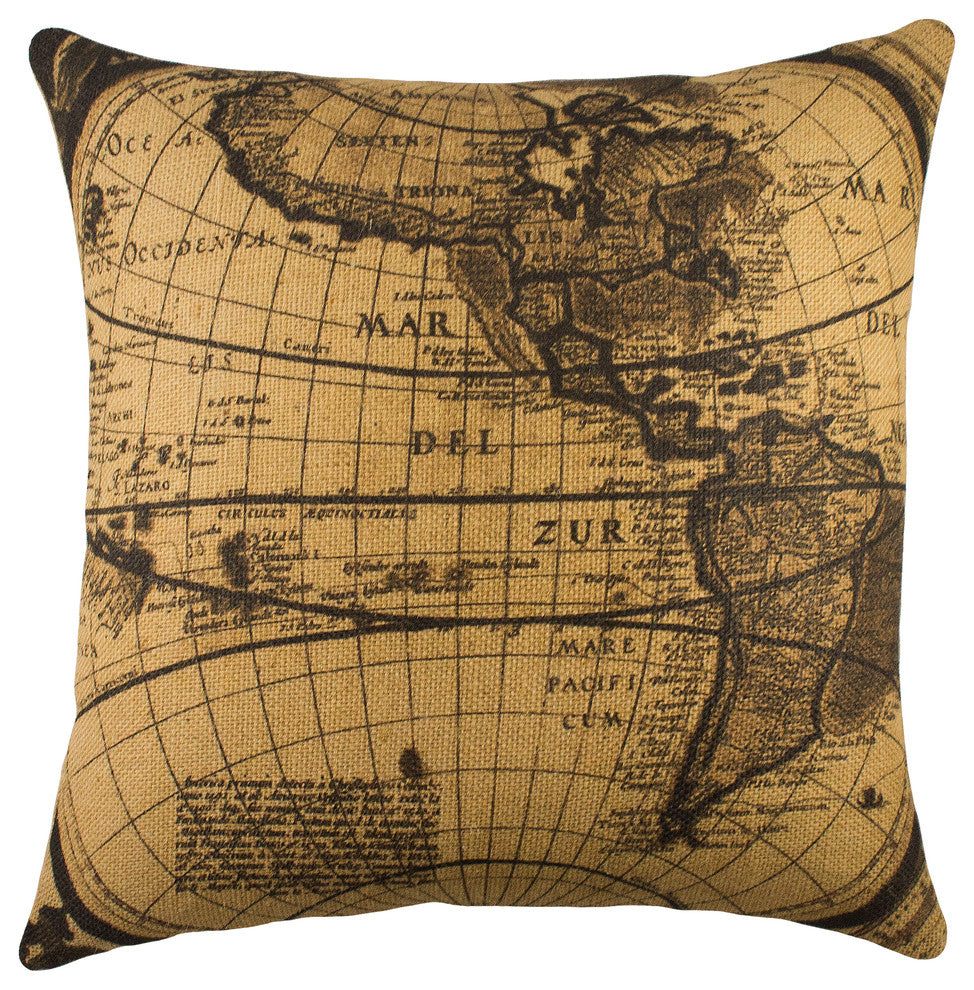Map Burlap Pillow