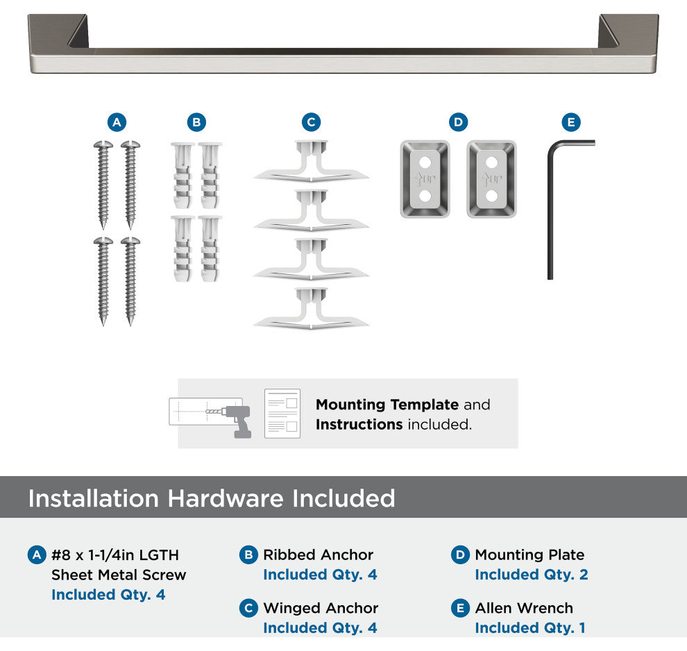 Amerock Blackrock Contemporary Towel Bar, Brushed Nickel, 18" Center-to-Center