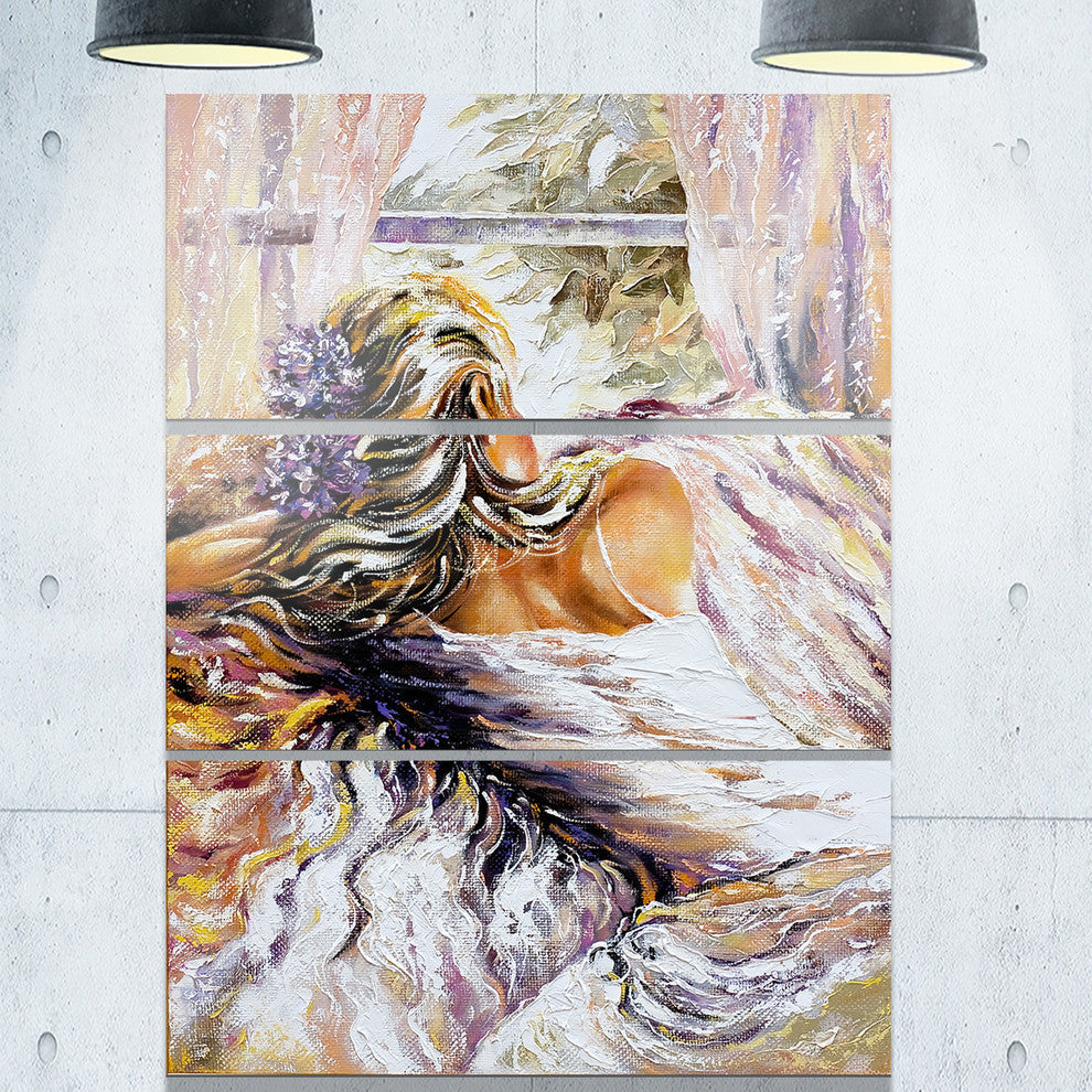"The River over the Girl" Glossy Metal Wall Art, 3 Panels, 28"x36"
