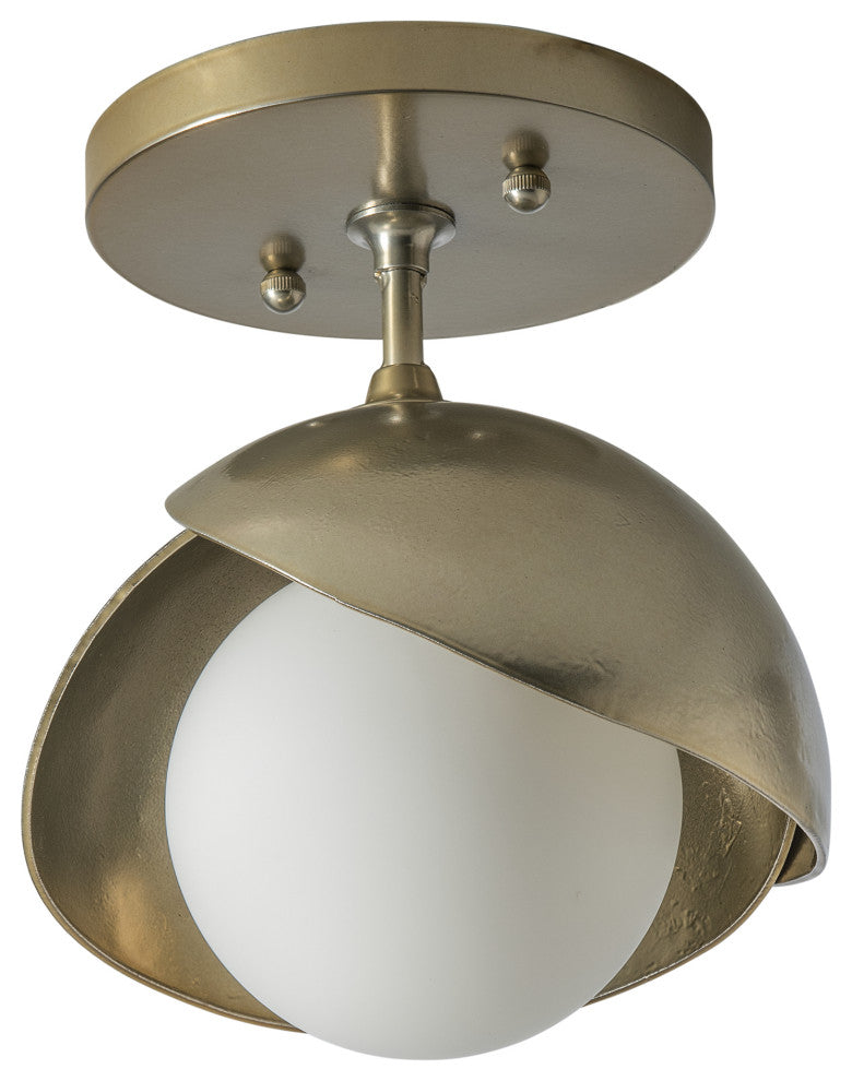 Brooklyn 1-Light Double Shade Semi-Flush, Modern Brass, Modern Brass Accents