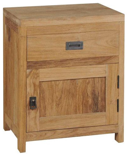 vidaXL Bedside Cabinet Solid Teak Colonial Rustic Nightstand Drawer Side Table
