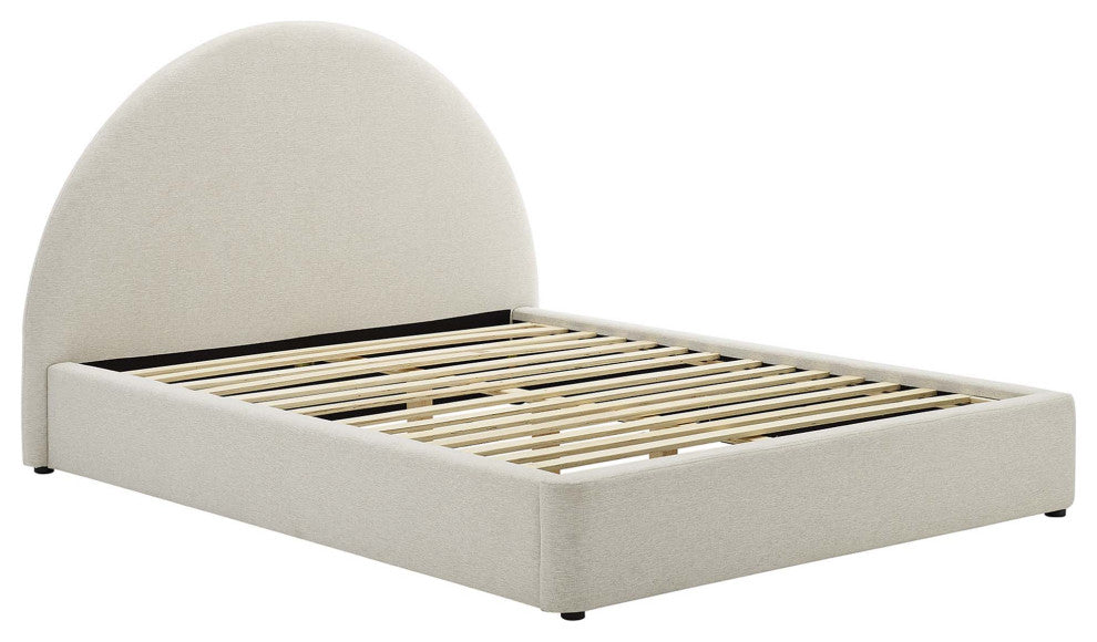 Resort Upholstered Fabric Arched Round Queen Platform Bed