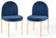 Dining Chair, Gold Stainless Steel Legs With Clamshell Velvet Seat, Navy