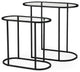Celine Set of Two Black/Silver Metal and Glass Nesting Accent Tables