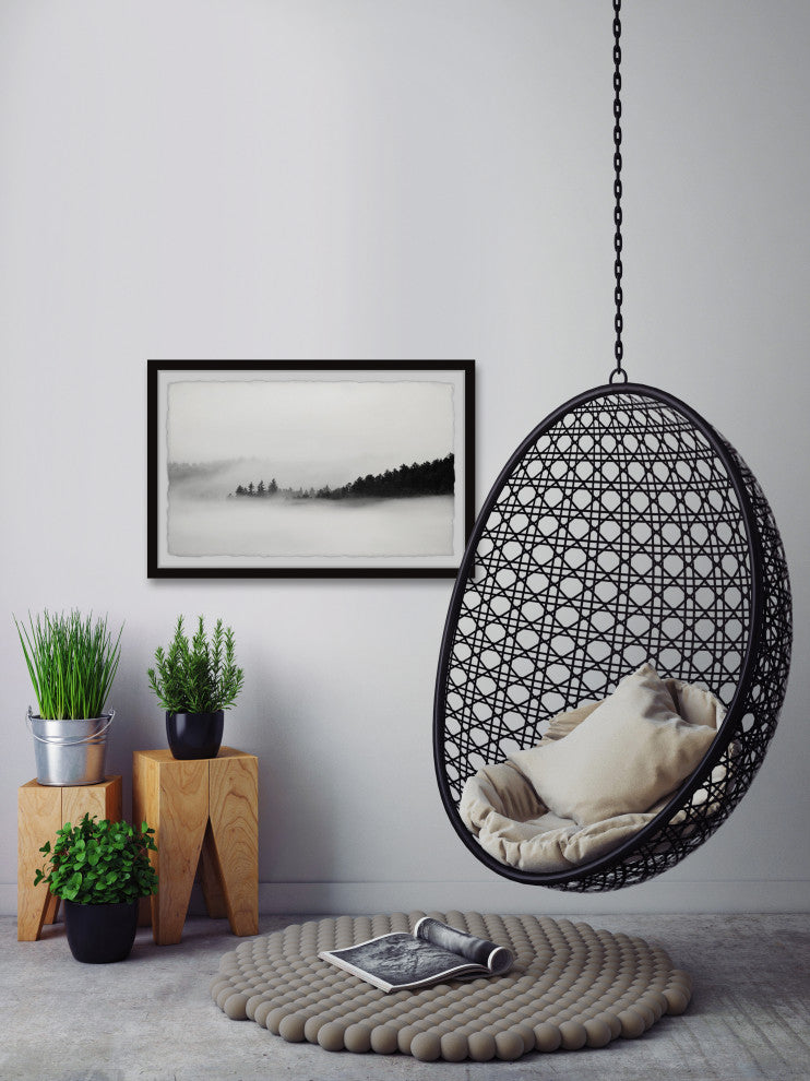 "Foggy Dark Mountains" Framed Painting Print, 36x24