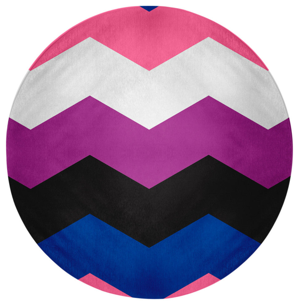 Genderfluid Chevron Chenille Rug, Genderfluid Chevron, 5' Round