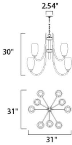 Maxim 21657 Taylor 31"W 9 Light Chandelier - Textured Black