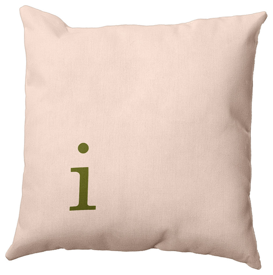 26"x26" Modern Monogram Decorative Throw Pillow, Olive