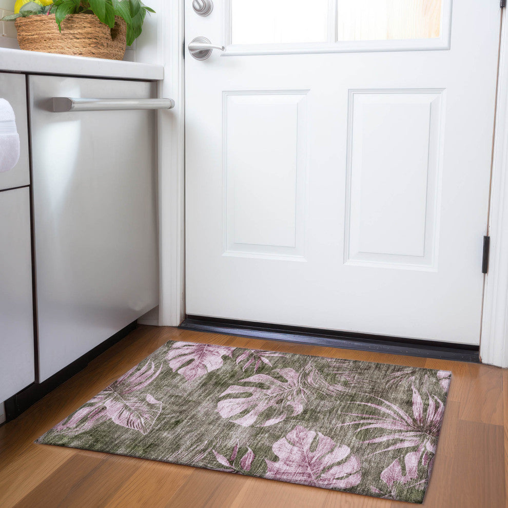 Machine Washable Indoor/Outdoor Chantille ACN1887 Brown 1'8" x 2'6" Rug