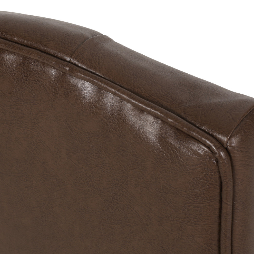 Loyning Contemporary Tufted Dining Chairs (Set of 2), Dark Brown/Natural, Faux Leather