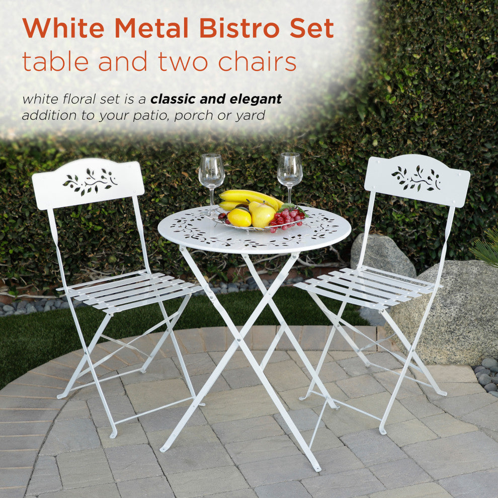Metal 3-Piece Bistro Set, White