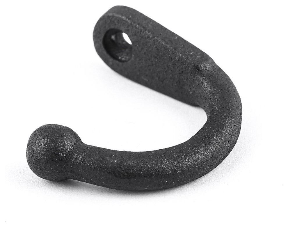 Black Wrought Iron Wall Mount Coat Hook 2" Proj. Rust Resistant with Hardware