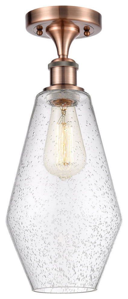 Innovations 516-1C-AC-G654-7-LED 1-Light Semi-Flush Mount, Antique Copper