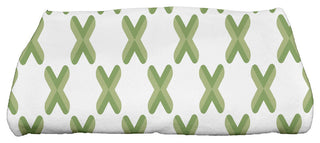 Criss Cross, Geometric Print Bath Towel, Green