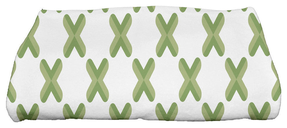 Criss Cross, Geometric Print Bath Towel, Green