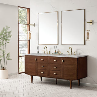 Amberly 30" Single Vanity, Mid-Century Walnut, 72", Victorian Silver, Three-Hole
