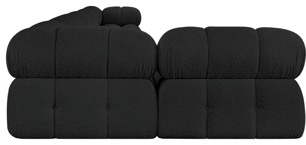 Ames Boucle Fabric L-Shaped Modular Sectional, Black, 6-Piece: 4 Armless Chair, 2 Corner Chair