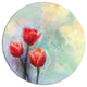 Red Tulips On Light Blue Watercolor, Floral Round Wall Art, 11"