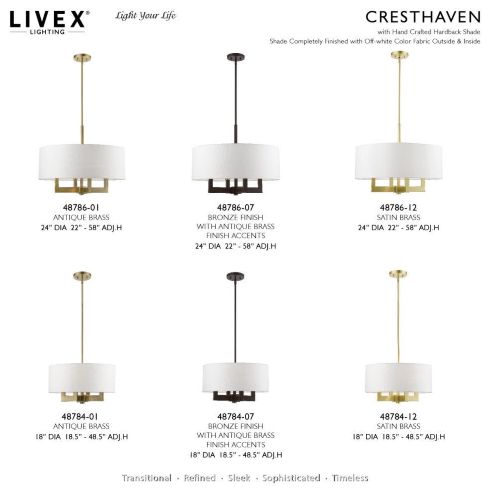 Cresthaven 4 Light Satin Brass Pendant Chandelier