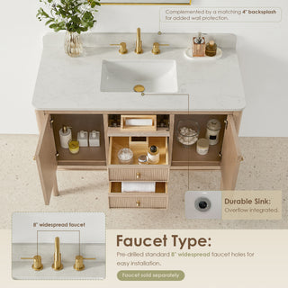 Blaise Bathroom Vanity, Light  Oak, 48" Single, No Mirror
