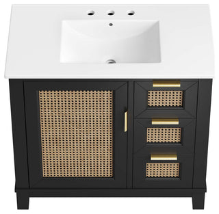 Dixie 36" Solid Wood Bathroom Vanity Cabinet, Black White