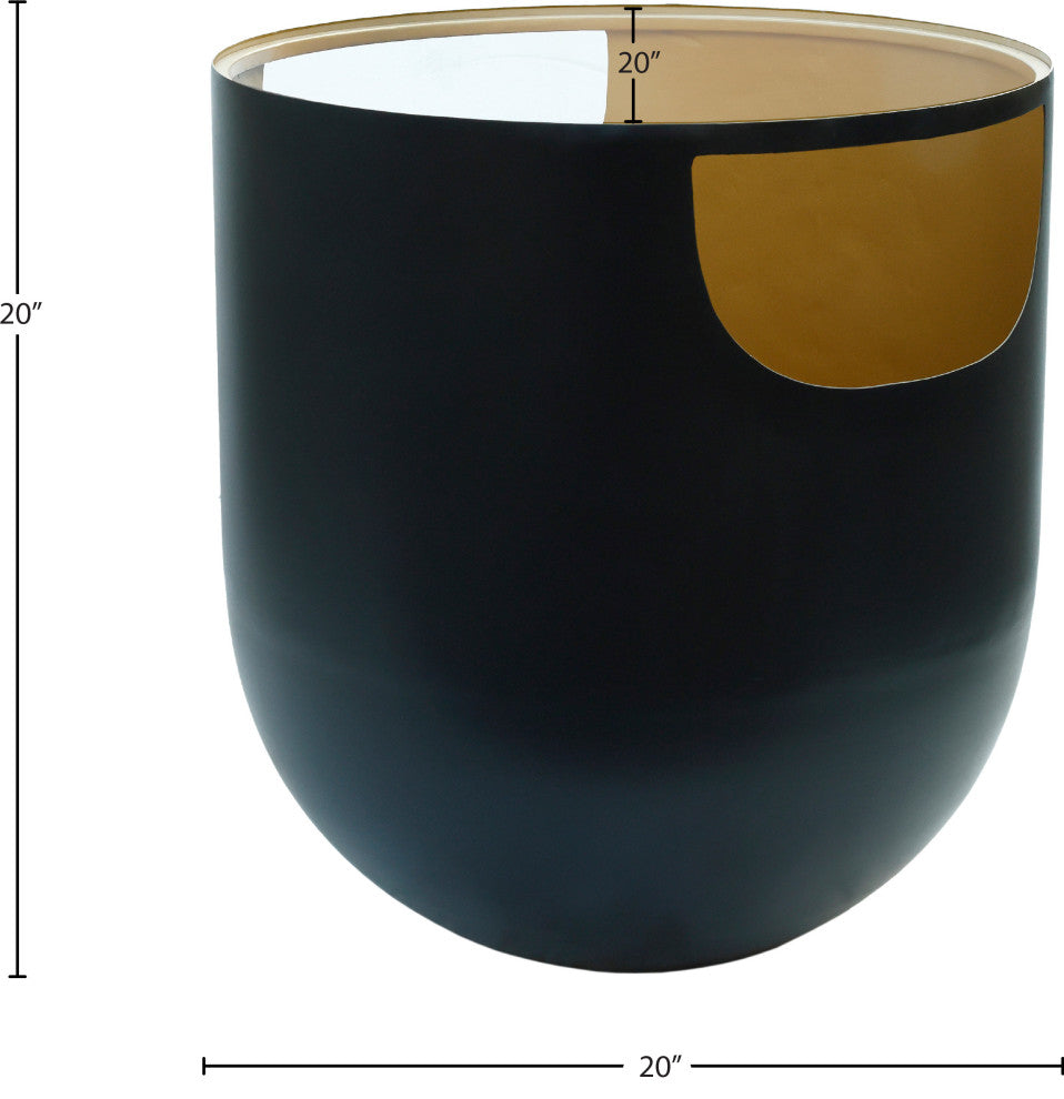 Doma End Table, Matte Black / Brushed Gold