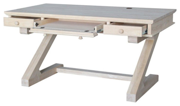 Unique Desk, Z-Shaped Legs With Spacious Drawers & Cable Management, Unfinished